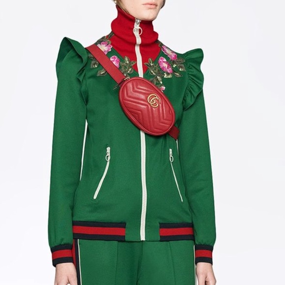 Gucci Red Leather Marmont Belt Bag - Picture 12 of 13